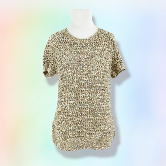 CAbi Sweaters - Cabi sz S Sorbet SS Open Weave Sweater Style 196 Sherbet Pink Multi Casual